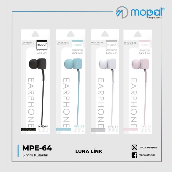 Mopal MPE-64 Luna Link Mikrofonlu Kablolu Kulaklık Beyaz