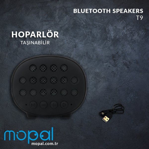 Mopal T9 Mikrofonlu Radyolu Bluetooth Speaker Hoparlör Siyah