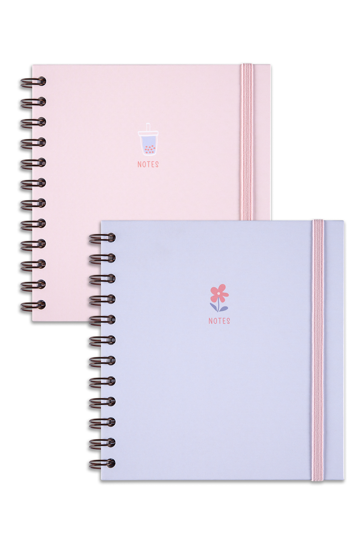 Matt Notebook 15x15 cm Kare 2'li Set Spiralli Kareli Tarihsiz Not Defteri Bubble Tea Çiçek