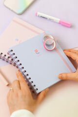 Matt Notebook 15x15 cm Kare 2'li Set Spiralli Kareli Tarihsiz Not Defteri Bubble Tea Çiçek