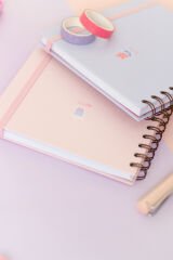 Matt Notebook 15x15 cm Kare 2'li Set Spiralli Kareli Tarihsiz Not Defteri Bubble Tea Çiçek