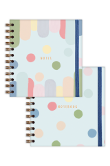 Matt Notebook 15x15 cm Kare 2'li Set Spiralli Çizgili Tarihsiz Not Defteri Renkli Puantiye