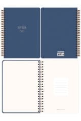 Matt Notebook 20x28 cm A4 Lastikli Spiralli Sert Kapak Not Defteri Çizgili Lacivert