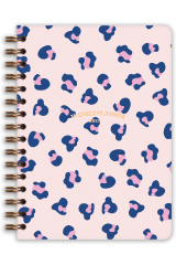 Matt Notebook 2025 Yılı A5 Haftalık Ajanda Spiralli 15x21 cm - 12 Aylık - Motivasyon Sayfalı Pembe Leopar