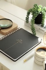 Matt Notebook 2025 Yılı A5 Ajanda Spiralli 15x21 cm - 12 Aylık Siyah