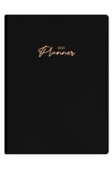 Matt Notebook 2025 Yılı 20x27 cm Keten Haftalık Planlayıcı Ajanda Siyah