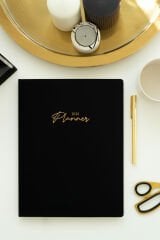 Matt Notebook 2025 Yılı 20x27 cm Keten Haftalık Planlayıcı Ajanda Siyah
