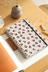 Matt Notebook 2025 Yılı Günlük Spiralli Ajanda 16x24 cm - 12 Aylık Leopar