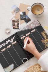 Matt Notebook 18x21 Kare Siyah Yapraklı Anı Defteri + Uni-Ball UM-153 Signo Broad Beyaz 1.0 mm Kalem