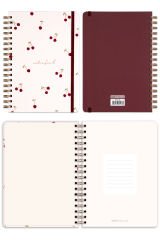 Matt Notebook 17x24 cm Lastikli Spiralli Sert Kapak Not Defteri Noktalı Kiraz