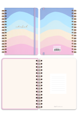 Matt Notebook A5 15x21 cm Spiralli Lastikli Çizgili Tarihsiz Not Defteri Gökkuşağı