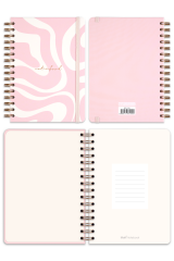 Matt Notebook A5 15x21 cm Spiralli Lastikli Kareli Tarihsiz Not Defteri Pembe