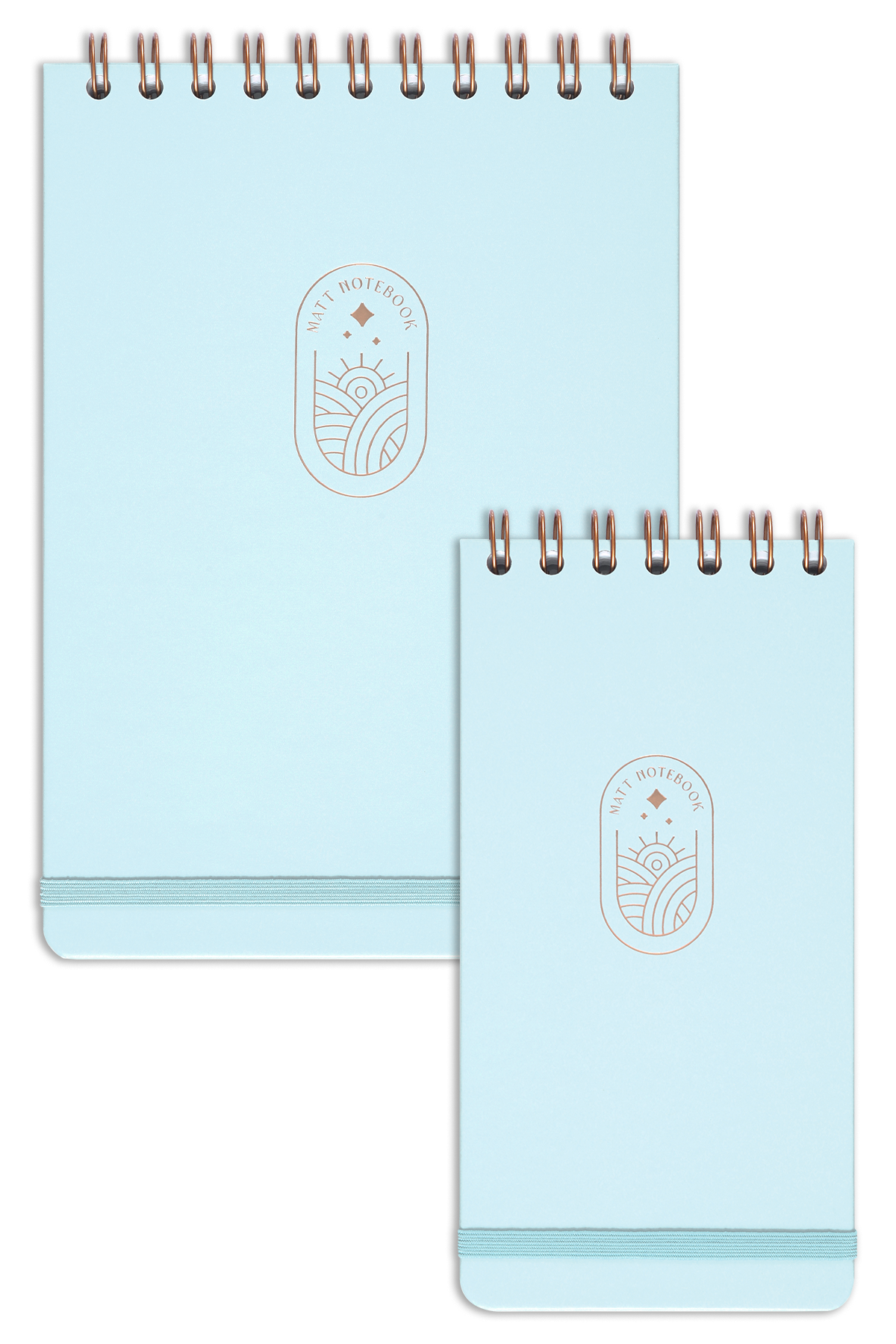 Matt Notebook A5-A6 Bloknot 2'li Set Lastikli Spiralli Kareli-Çizgili Not Defteri Notepad Mavi