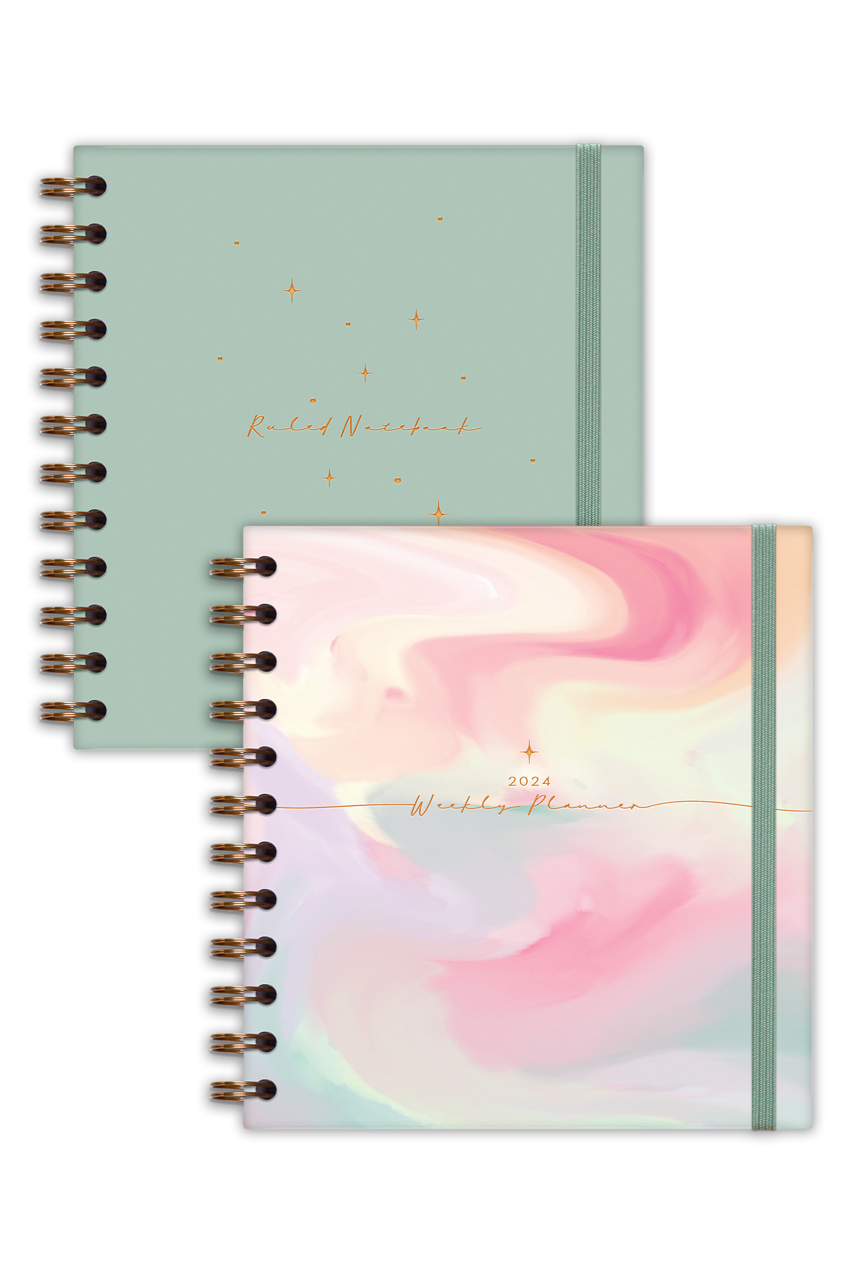 Matt Notebook 15x15 cm Kare 2'li Set Spiralli 2024 Yılı Haftalık Ajanda ve Defter