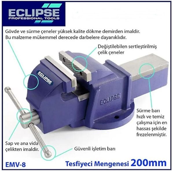 Eclipse EMV-8 Tesviyeci Mengene 200 mm