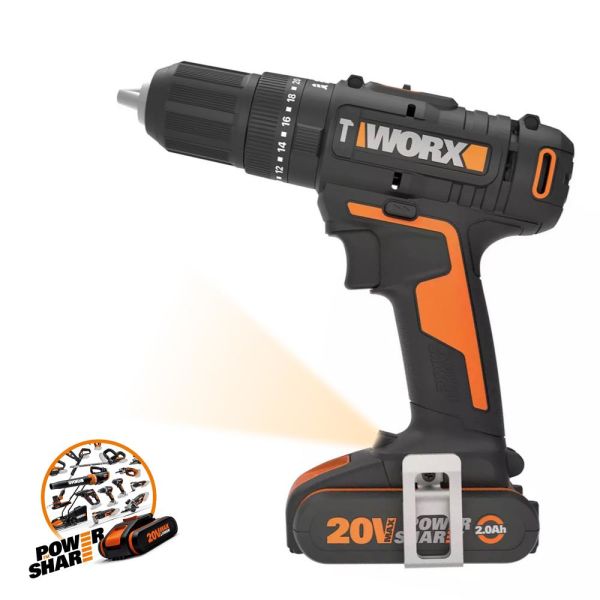 WORX WX370 Çift Akülü Profesyonel Şarjlı Darbeli Matkap 20Volt/2Ah.  + 30 Parça Aksesuar Seti