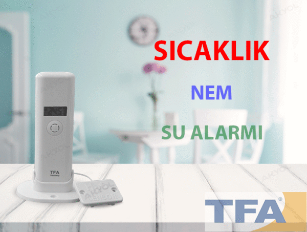 TFA WH305-B Su Basma Dedektörlü Akıllı Sıcaklık ve Nem Takip Seti