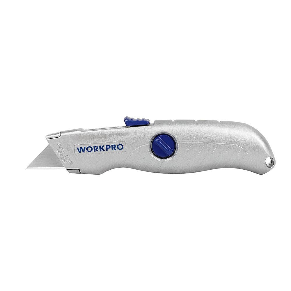 WORKPRO WP213007 Alüminyum Gövde Otomatik Geri Çekilebilir Rötuş Maket Bıçağı