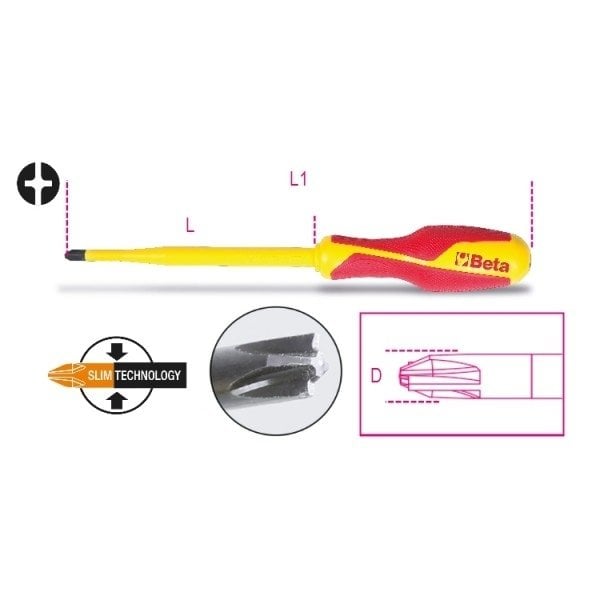 Beta 1275MQ/C Düz+Yıldız Uç Tornavida PH1+LPP