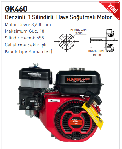 Kama By Reis GK460 Benzinli Hava Soğutmalı Motor 18Hp