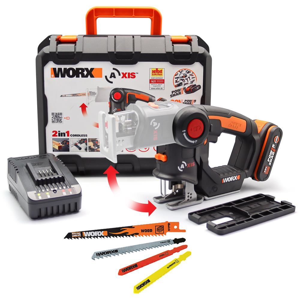 WORX WX550 Profesyonel Dekupaj ve Tilki Kuyruğu Testere  20Volt 2.0Ah.