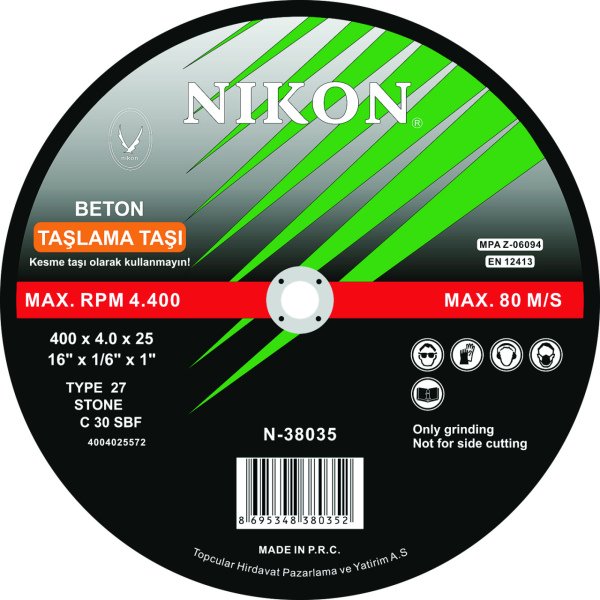 Nikon Beton Flex Taşlama Taşı Düz 400x4.0x25mm 5 adet