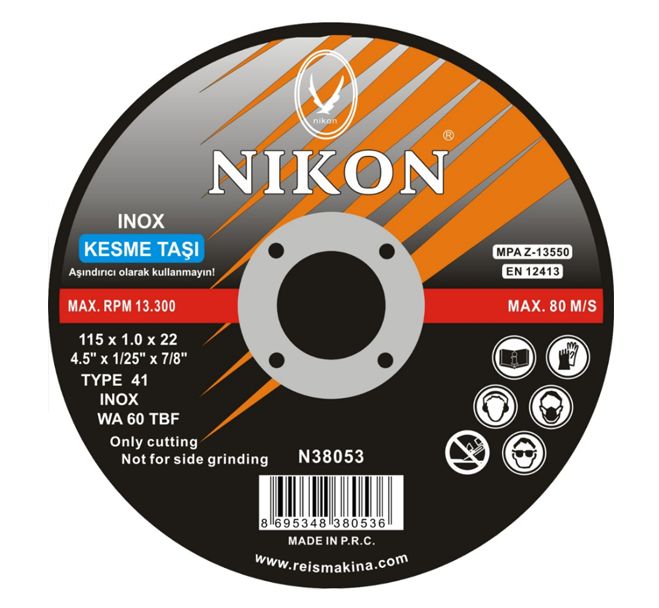 Nikon Inox Flex Kesme Taşı Düz 115x1.0x22mm 50 adet
