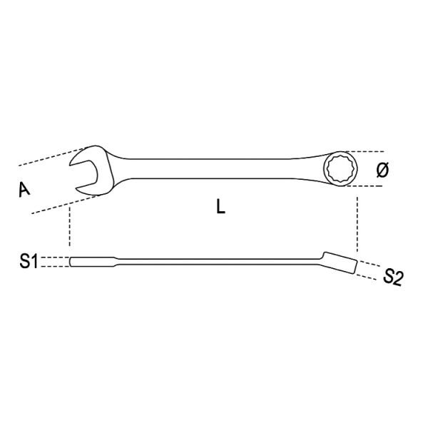 Beta 142SN 15 Mafsallı Cırcır Anahtar 15x15mm