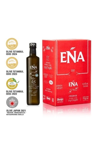<b><font color=#ff0000> KARGO DAHİL</font></b> 500ml x6 ENA ORGANİK ERKEN HASAT SOĞUK SIKIM NATUREL SIZMA ZEYTİNYAĞI CAM