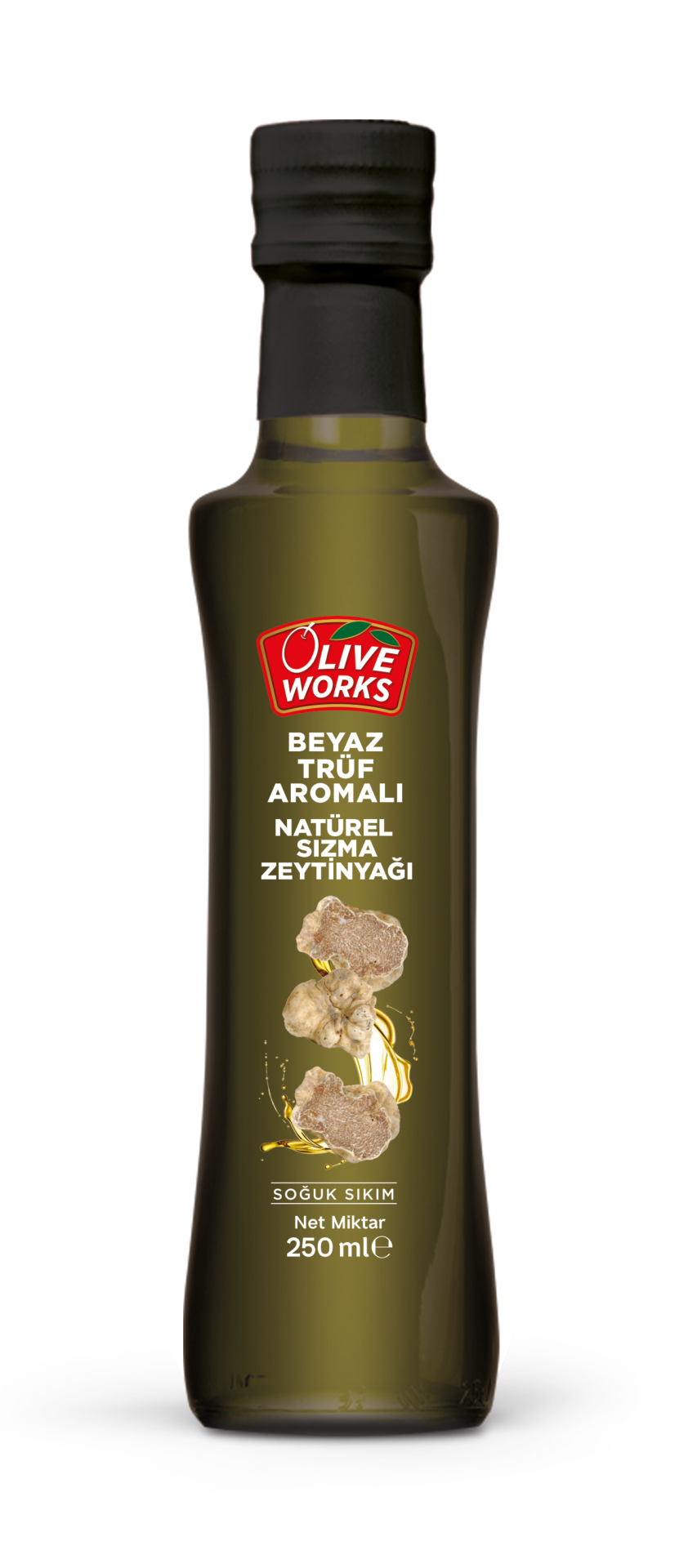 250ml.OLIVE WORKS BEYAZ TRÜF MANTARI AROMALI NATUREL SIZMA ZEYTİNYAĞI