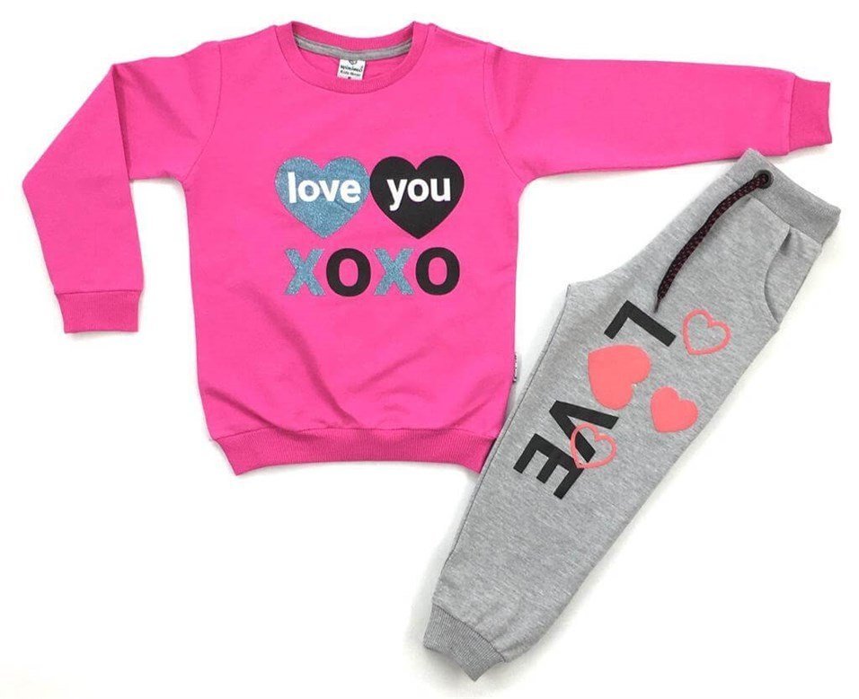Winimo Love You Xoxo Baskılı İkiiplik 2li Takım Kız Çocuk Fuşya