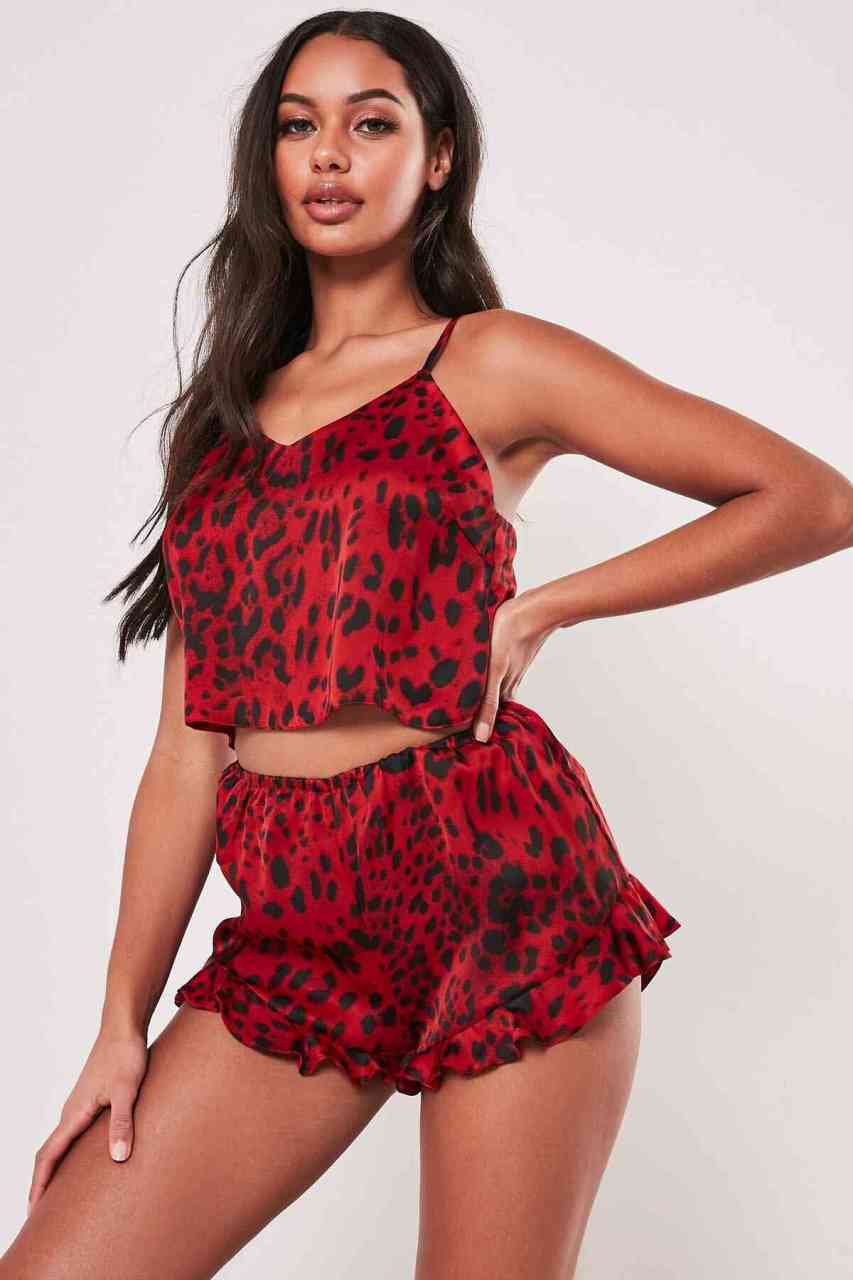 Merry See Saten Baskılı Şortlu Pijama Takım Çok Renkli