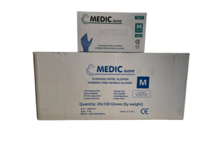 MEDIC GLOVE Mavi Pudrasız (Medium) Nitril Muayene Eldiveni - 20 Paket - 1 Koli