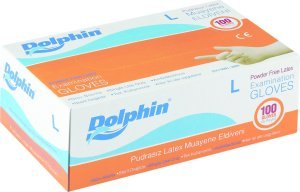 Dolphin Pudrasız Lateks Muayene Eldiveni (Large) - 20 Paket / Koli
