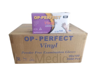 OP-PERFECT Pudrasız Vinil Muayene Eldiveni (Medium) 100'lü x 20 Paket-1 Koli