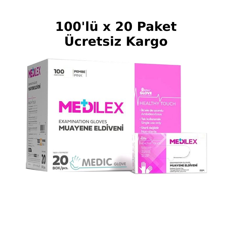 Reflex Medilex Pembe Pudrasız TPE Eldiven (L-XL) 100'lü x 20 Kutu - 1 Koli