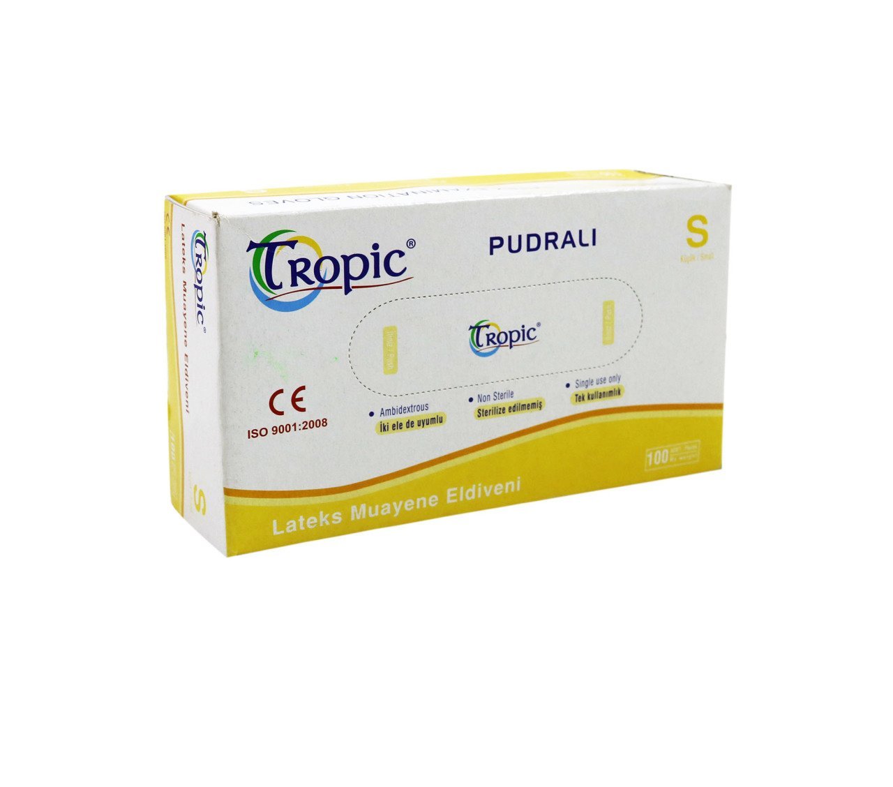 Tropic Pudralı Lateks Muayene Eldiveni (Small) 100'lü x 20 Paket - 1 Koli