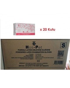 Has-Pet Pudralı Lateks Muayene Eldiveni (Small) 100'lü x 20 Paket-1 Koli