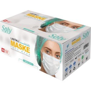 Soly Lastikli Cerrahi Bez Ağız Burun Maskesi 1 Paket (50'li, 2 Katlı)
