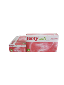 tenty VinA Şeffaf Pudrasız Vinil Muayene Eldiveni (Medium) 100'lü x 20 Paket - 1 Koli