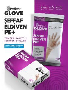 Reflex Glove PE+ Şeffaf Hışır Poşet PET Eldiven 100'lü x 20 Paket - 1 Koli