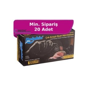 Dolphin Siyah Pudrasız Nitril  Eldiven (Small) 100'lü Paket