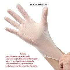 MEDIC GLOVE Pudrasız Vinil (Vinyl) Muayene Eldiveni (Small-Küçük) - 100'lü x 20 Pk - 1 Koli