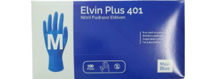 Elvin Plus 401 Mavi Pudrasız Nitril Muayene Eldiveni (Medium) 100'lü Pk