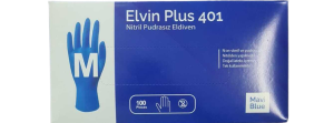 Elvin Plus 401 Mavi Pudrasız Nitril Muayene Eldiveni (Medium) 100'lü x 10 Pk - Koli
