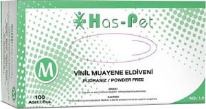 Has-Pet Pudrasız Vinil Muayene Eldiveni (Medium) 100'lü x 20 Paket - Koli