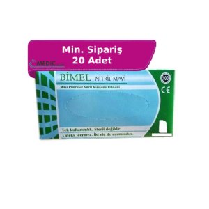 Bimel Mavi Pudrasız Nitril Eldiven (Small) 100'lü Paket