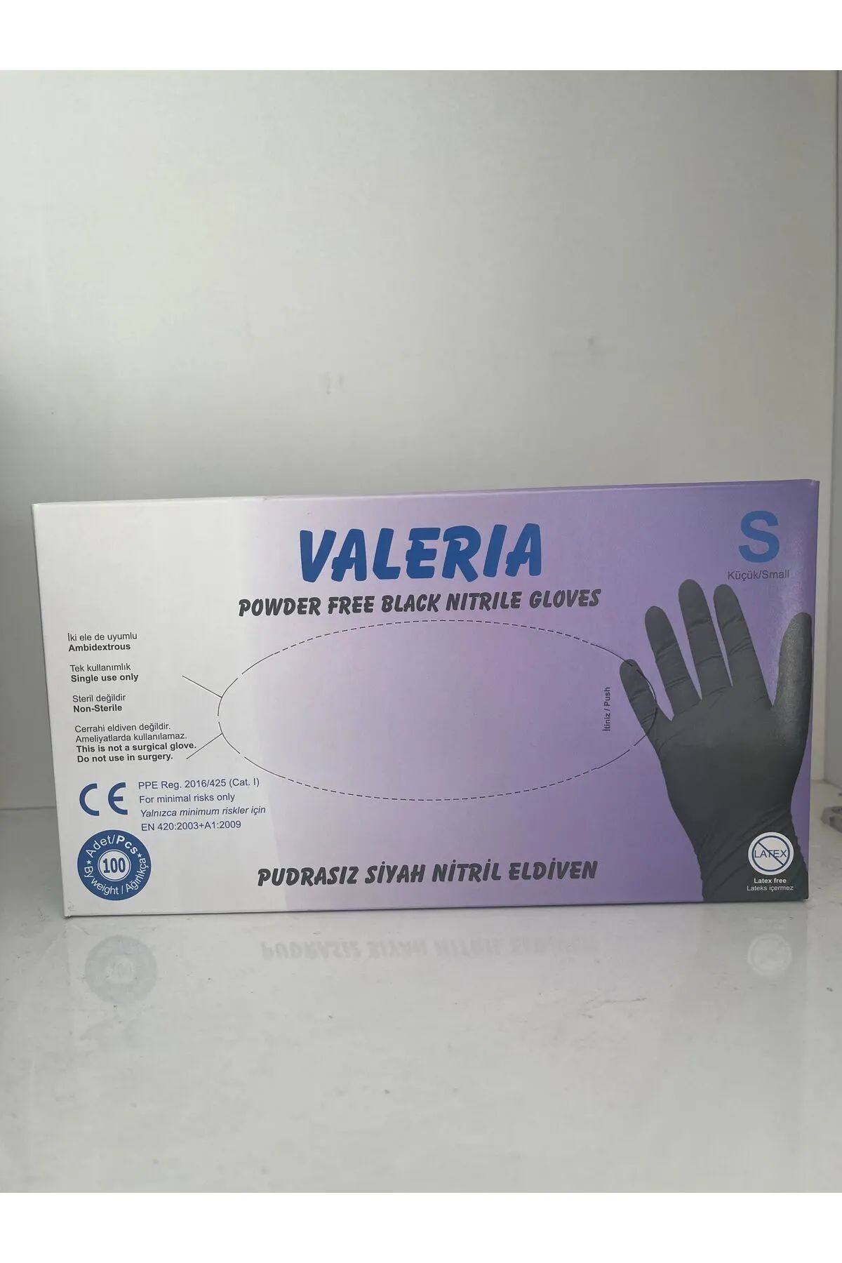 VALERIA Siyah Pudrasız Nitril Eldiven (Medium) 100'lü x 20 Pk - Koli