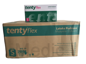 tenty flex Pudrasız Lateks Muayene Eldiveni (Small) - 20 Paket - 1 Koli