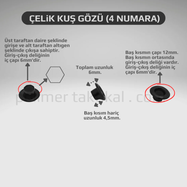 4 Numara Çelik Kuş Gözü (50'li Paket)